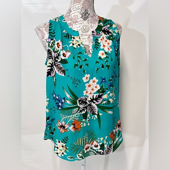 VIOLET & CLAIRE Teal floral sleeveless blouse size M. - Picture 7 of 11